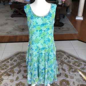 J. Peterman NWOT Blue and lime green dress